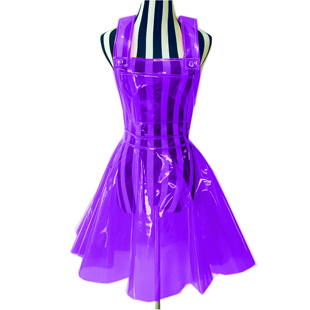 Women Plastic PVC Dress See Through A Line Transparent PVC Clear Dress Waterproof Dress Sexy Costume Gothic Sheer dress S-7XL
