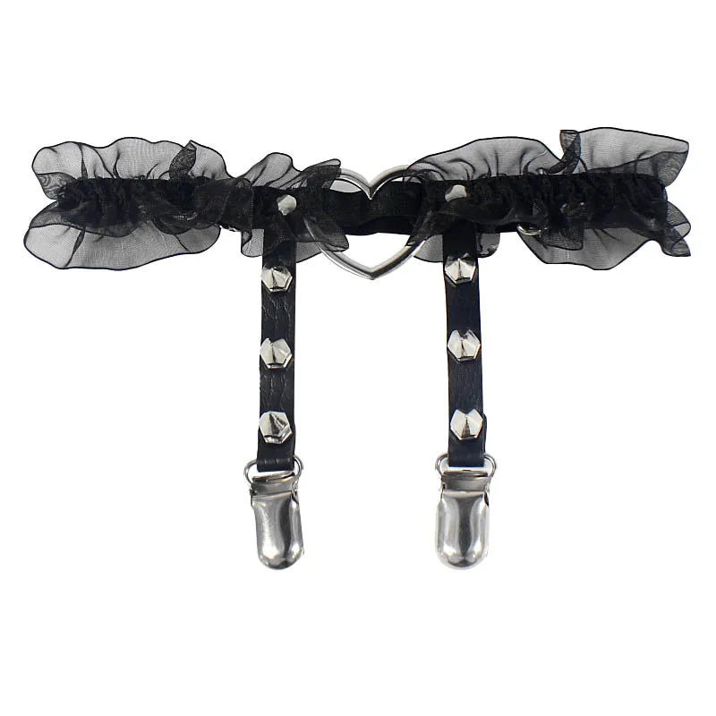 Women Sexy Leather Thigh Garter Belt Pu Punk Elastic Harness Leg Strap Goth Stocking Leglet Belt Garters Suspender For Girl
