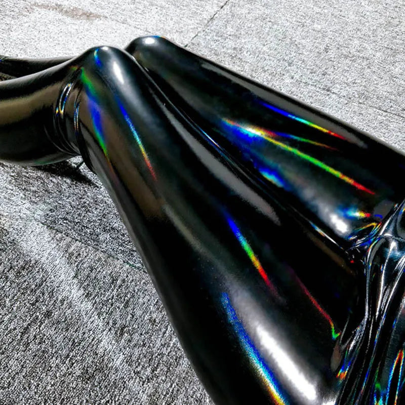Dazzing Colors Pu Leather latex Pants Women Big Size Bright Slim Leggings High Waist Hip Lift Tights Fashion Skinny Stretchy Pu Pants
