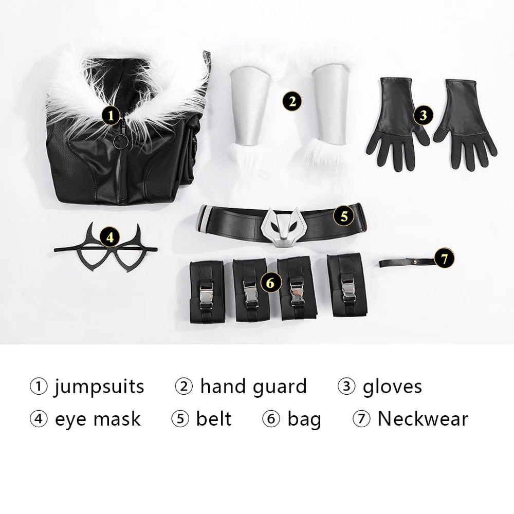Sexy Zentai Black Cat Felicia Hardy Cosplay Fortnit e Costume Leather Jumpsuit Mask Waist Bag Accessories Halloween Uniform