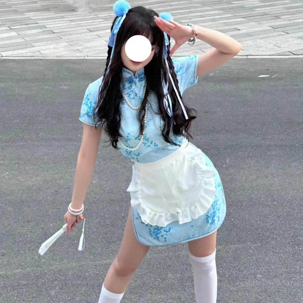 White Apron Lolita Maid's Apron Little Chef Girls Cosplay Lolita Transformed New Chinese Accessory Kawaii