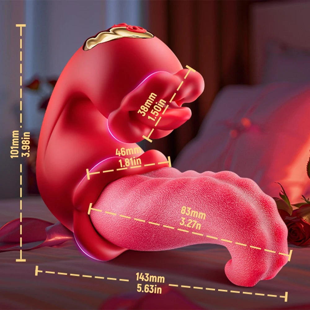 3 In 1 Tongue Thrust Vibrator Rose Sex Toy 10 Cunnilingus Vibration Modes Rocking Sucking Clitoris Stimulator For Women