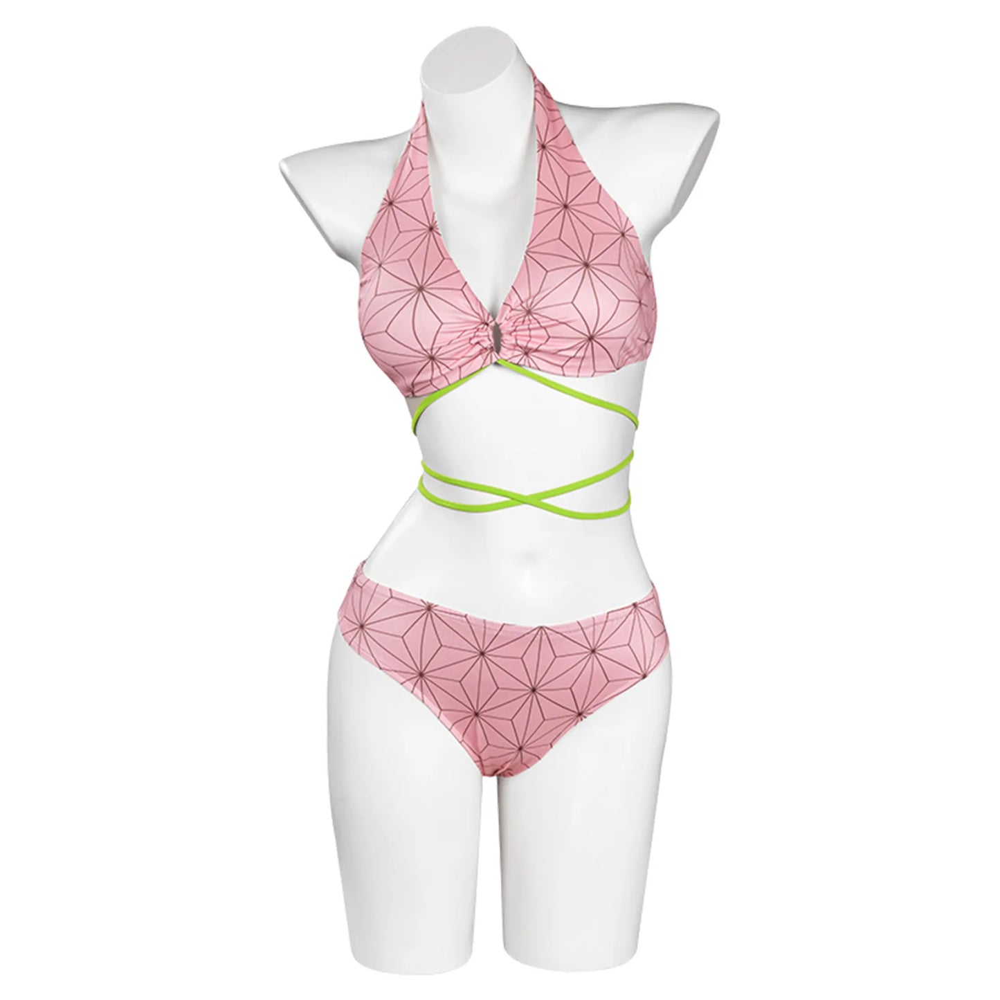 Anime Demon Slayer Kamado Nezuko Cosplay Swimsuit Bikini Cover Up Beach Bathing Two-Piece Swimwear Halloween Carnival Suit gifts