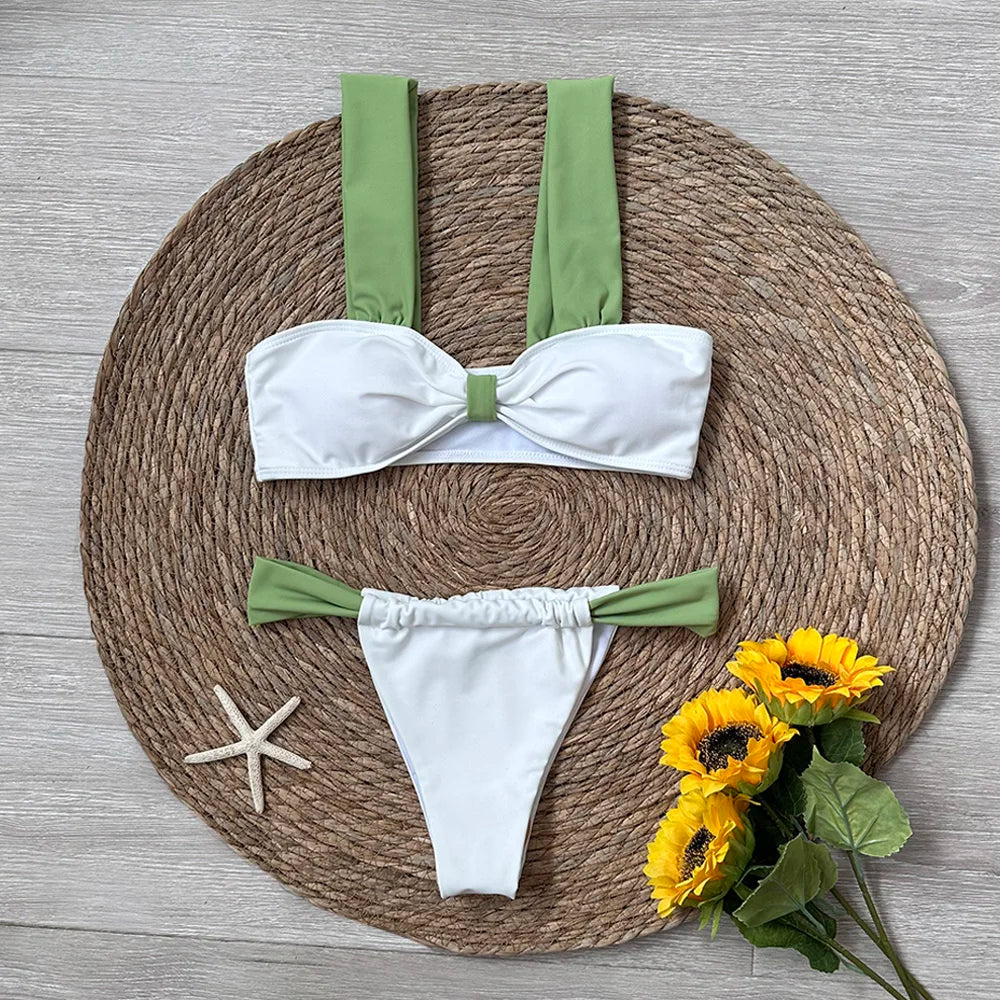 ASHBURNS Black Bikini 2024 Sexy Micro Mujer Bikini Set Women Swimsuits Female Swimwear Brazilian Biquini Swimming Suit Solid Beachwear