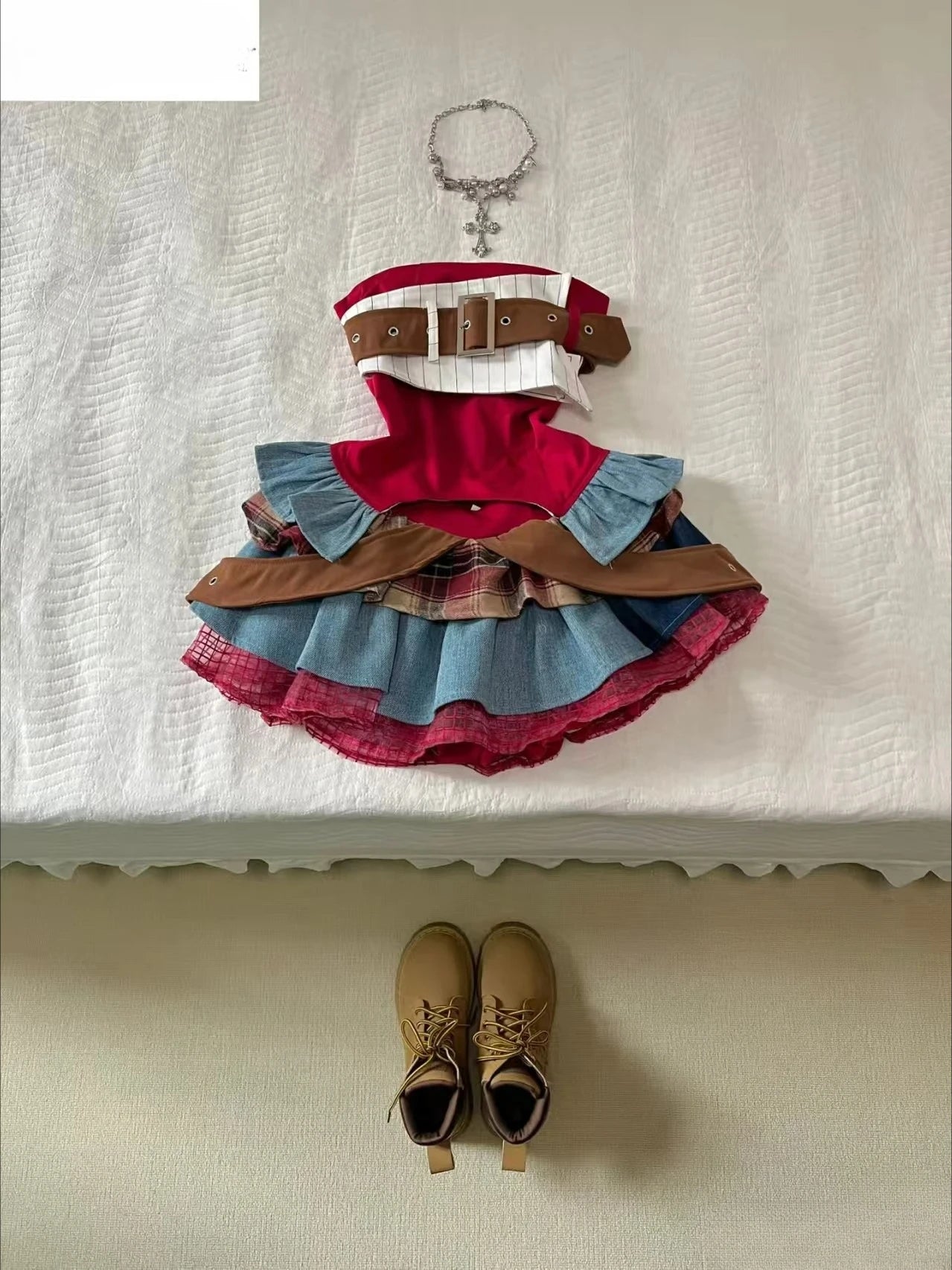 2025 ASHBURN™ Gothic Sweetheart Mini Set – Strapless Dress + Slim Zipper Pant Combo (2-Piece Look)