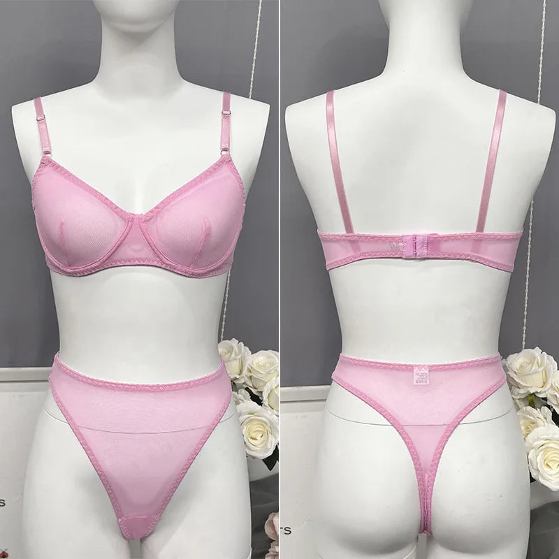 Ashburn 2 Piece Macarons Lingerie Sexy Seamless Underwear Set Women Bra Kit Push Up Lace Intimate Outfits Sensual Exotic Sets