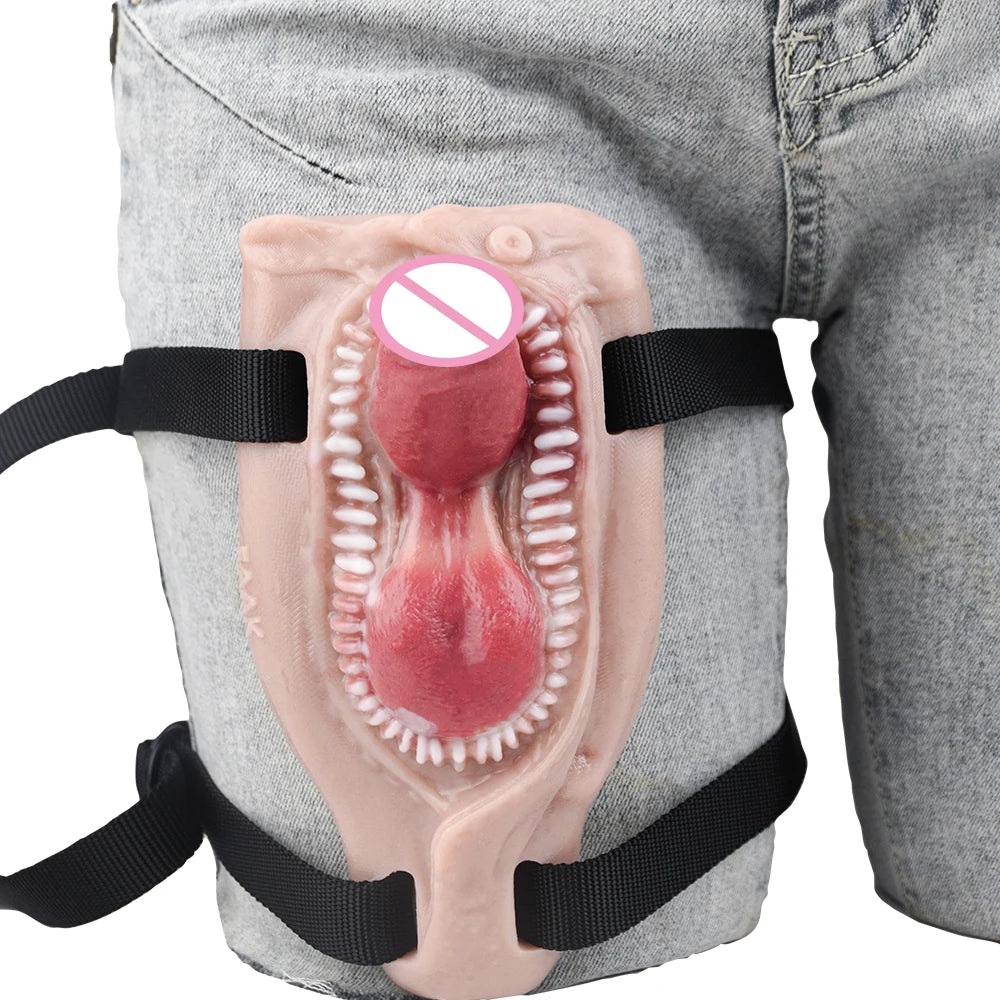 ASHBURN Wireless Control Strapon Silicone Vibrating Sex Grinders Realistic Vagina Tongue Dildos Underwear Pad Anal Clit Massage