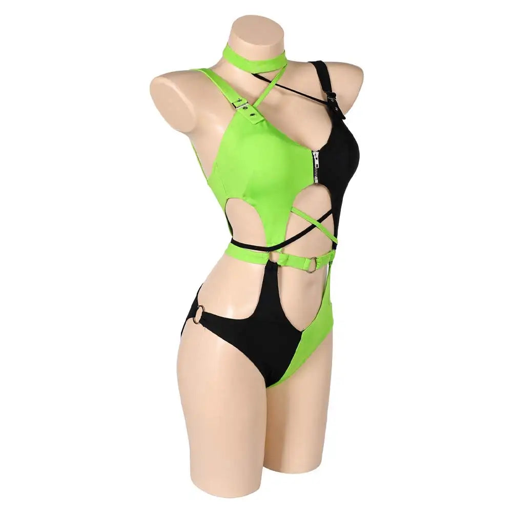 Female Shego Cosplay Costume Lingerie Women Girls Sexy Outfit Top Pants Fantasia Halloween Carnival Party Roleplay Disguise Suit