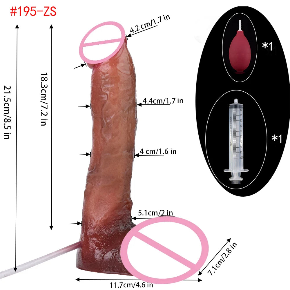 ASHBURN Lifelike Squirting Penis Silicone Ejaculation Large Realistic Dildo With Sucker Skin Touch