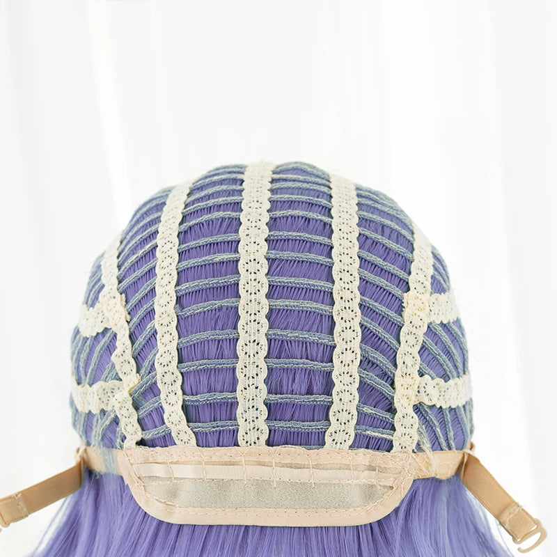 ROLECOS Game LOL Battle Bat Xayah Cosplay Wig 45cm Purple Color Women Xayah Wigs Heat Resistant Synthetic Hair