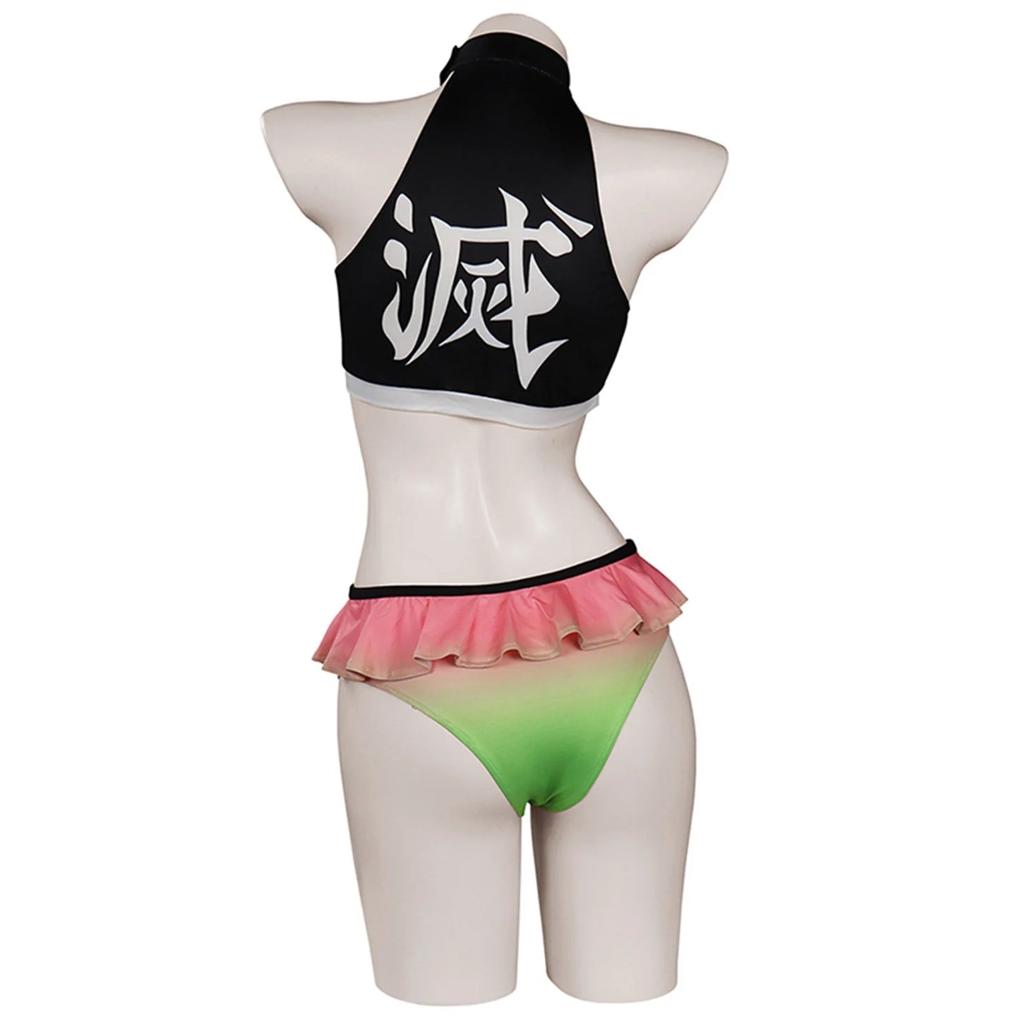 Anime Demon Slayer Kamado Nezuko Cosplay Swimsuit Bikini Cover Up Beach Bathing Two-Piece Swimwear Halloween Carnival Suit gifts