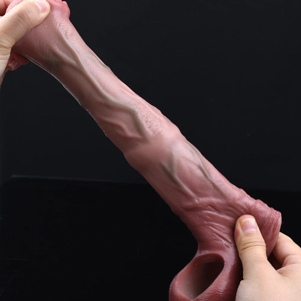 ASHBURN Fantasy STALLION Penis Sleeve closed Head Silicone BEAST Knot Hollow Dildo Cock Extender Enlargement Sex Toys For Men Masturbate