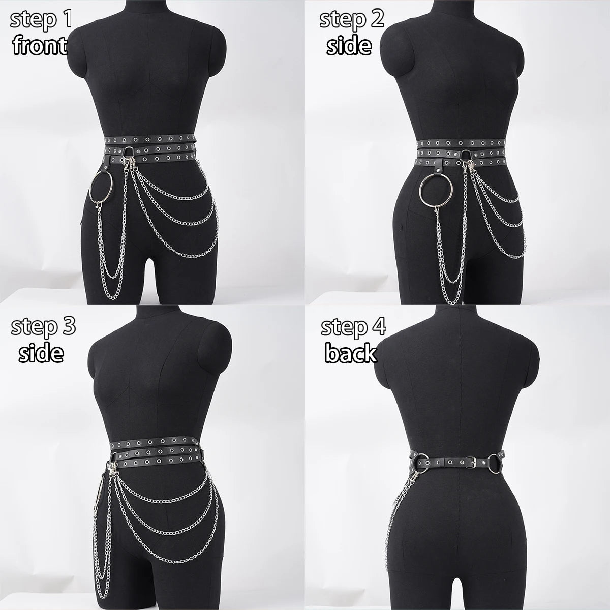Women Fashion Belts Punk Street Style Leg Chain Pu Leather Gothic Body Chain Harness multi-storey Waist Belt Clothing Accessorie