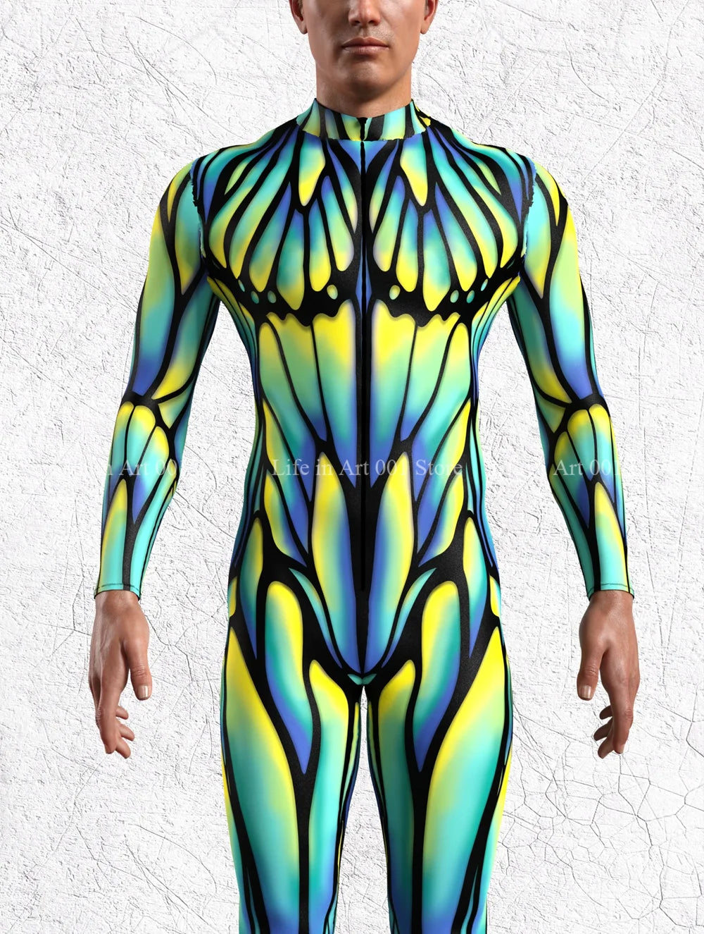 Men Women Butterfly Line Cyber Jumpsuit Holiday Halloween Shows Cosplay Bodysuit Party Zentai Suit Romper Performance Costume