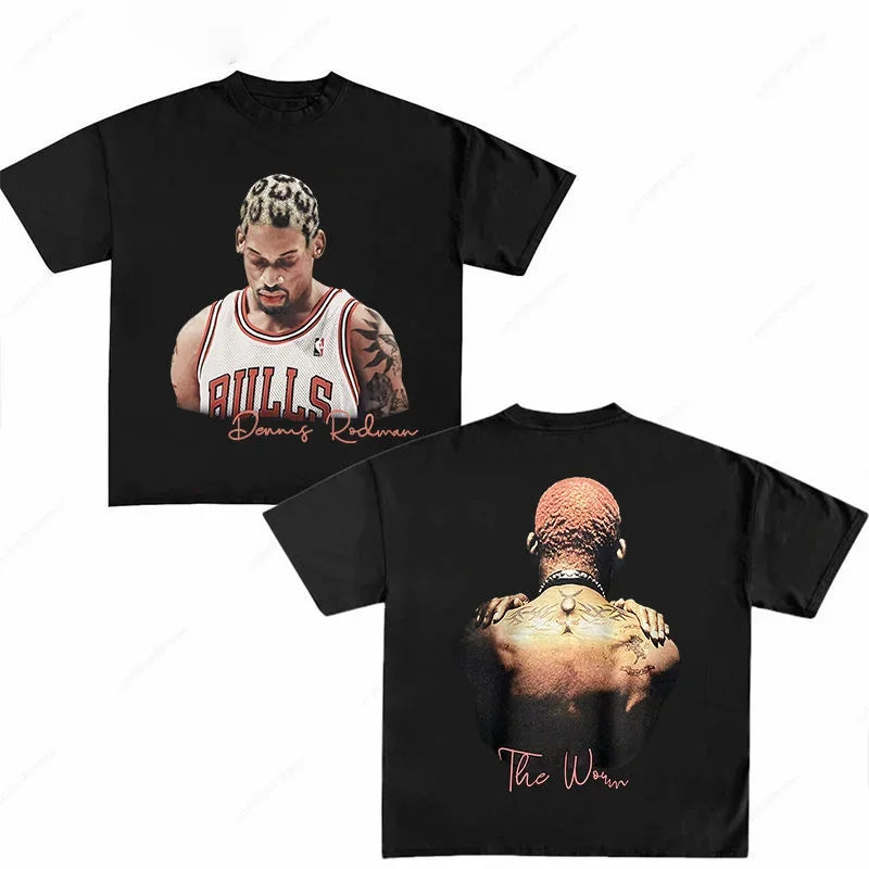 High Quality Cotton Men T-Shirts Fashion Rodman Print Top O-Neck Short Sleeve Women Tee Hip Hop Streetwear Man Oversized T Shirt