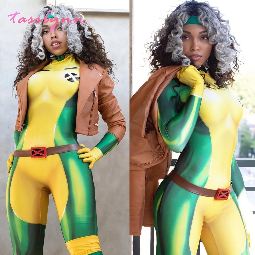 Anna Marie Rogue Cosplay X Men Cosplay Bodysuit 3D Printing Costume Adult Zentai Suit Halloween Party Costume Women Girls