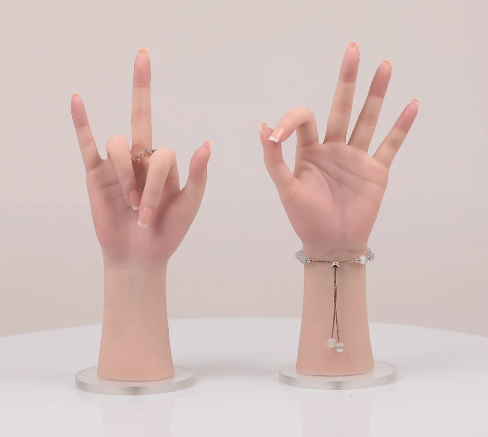Herpinker High Quality Realistic Silicone Mannequin Hand Lifelike Soft Model Hand Display Jewelry Manicure Teaching Hand