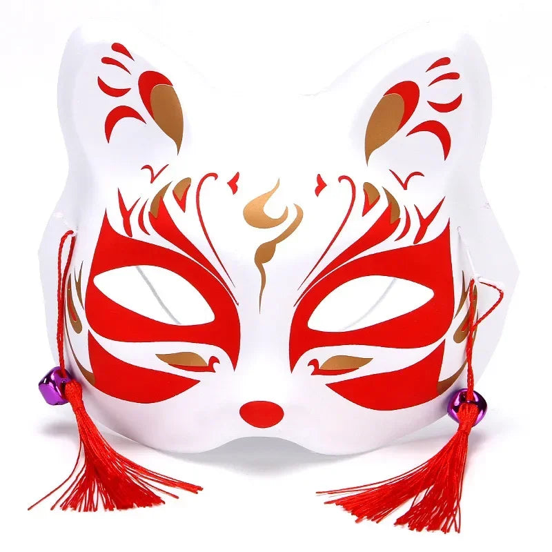 Fox Mask Japanese Cosplay Mask Half Face PVC Kabuki Kitsune Masks Masquerade Anime Cosplay Cat Mask Rave Festivals Party Props