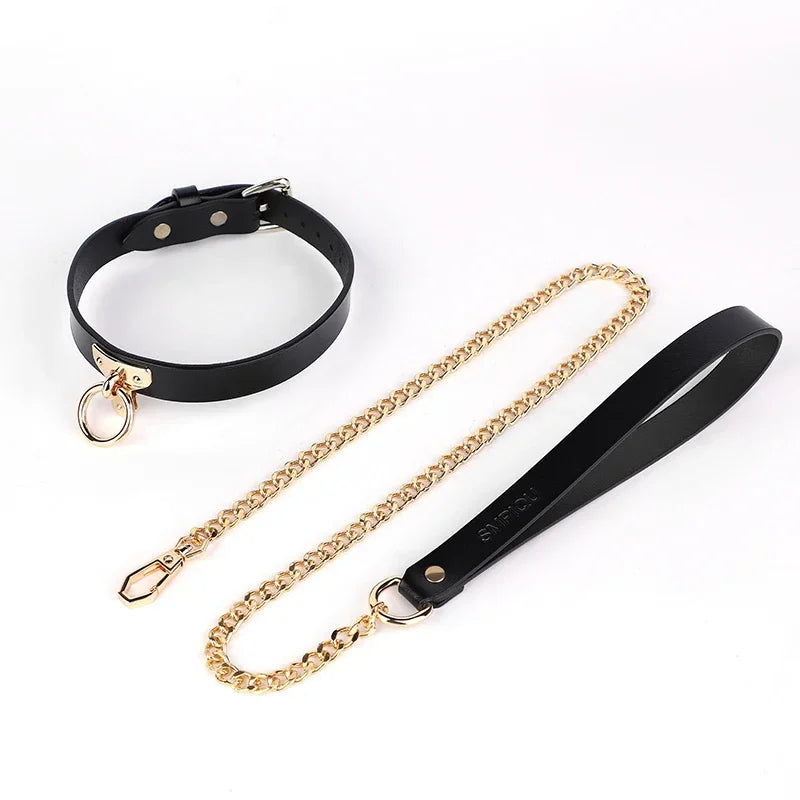 1Pcs Bondage Genuine leather Collar Slave Bed Neck Restraint with Leash BDSM Erotic Sex Toys For Women Couples Adult Games
