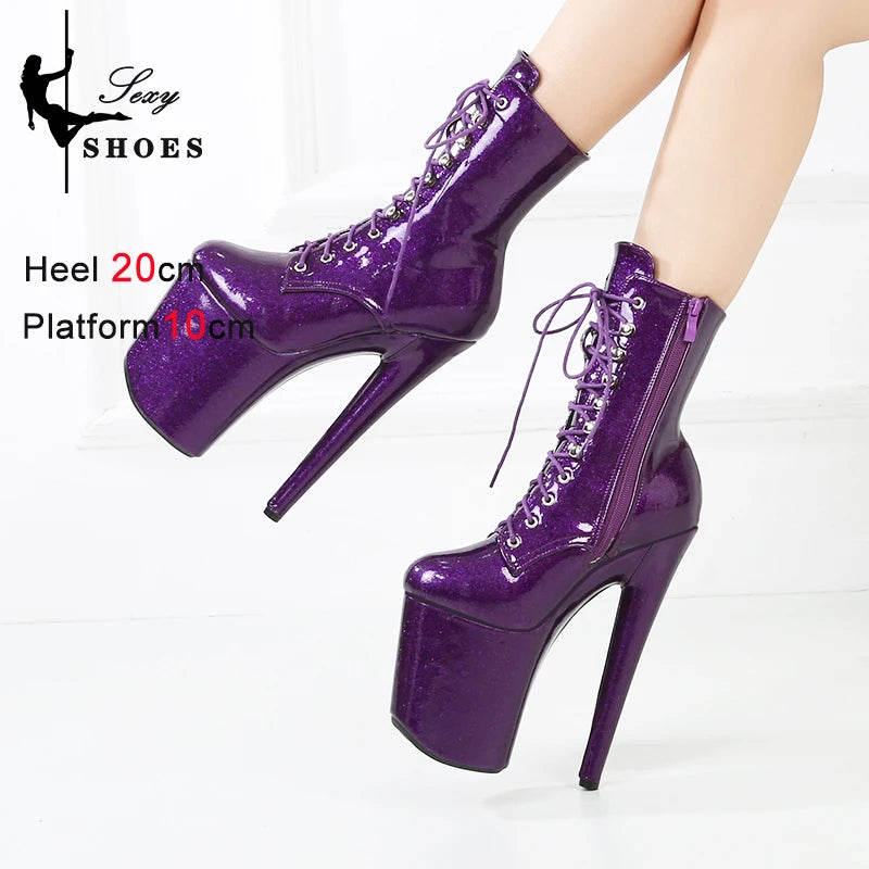 Sexy 8 Heel Pole Dancing Boots Stripper Exotic High Heels Platform Party Dress Shoes Women's Platform Ultra-high Shoes on Heels