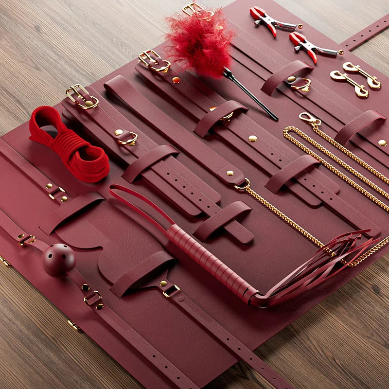 BDSM Kit Sex Set Handcuffs for Adult Sm Goods Gag Collar Bondage Rope Harness Maine Fittings for Couples Masochism Sexual Toys