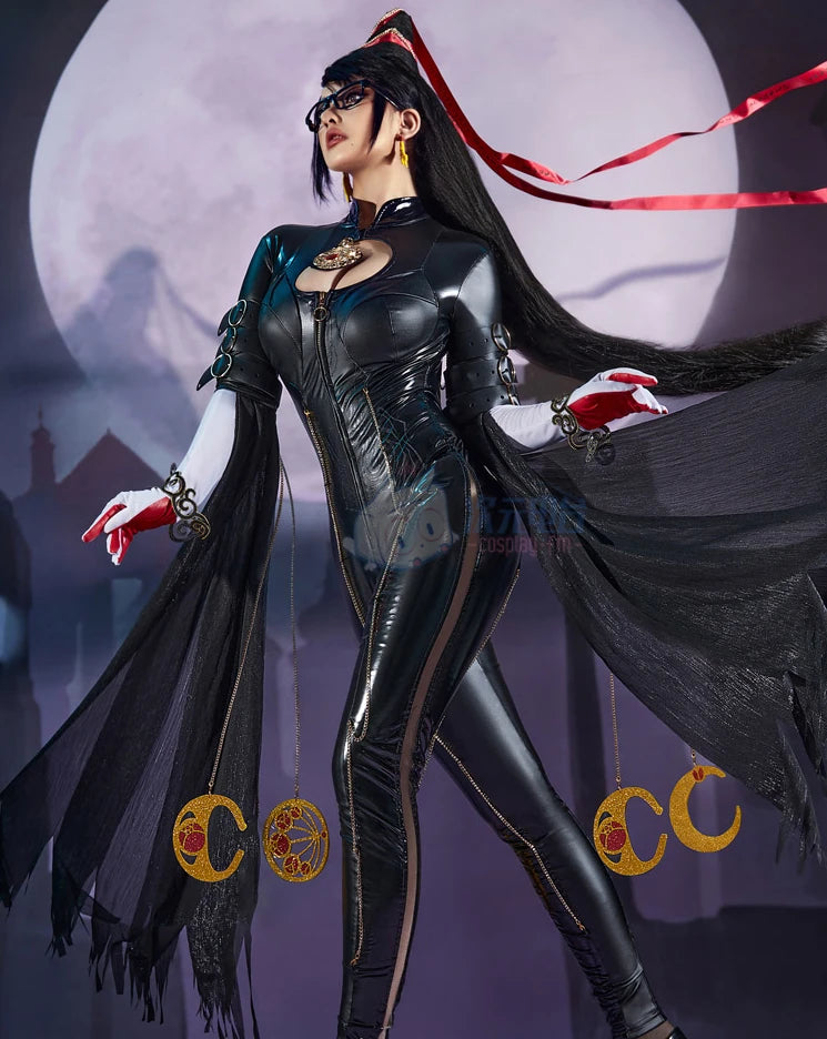 Game Bayonetta Cosplay Costume Halloween Outfits Women Bodysuit Wig