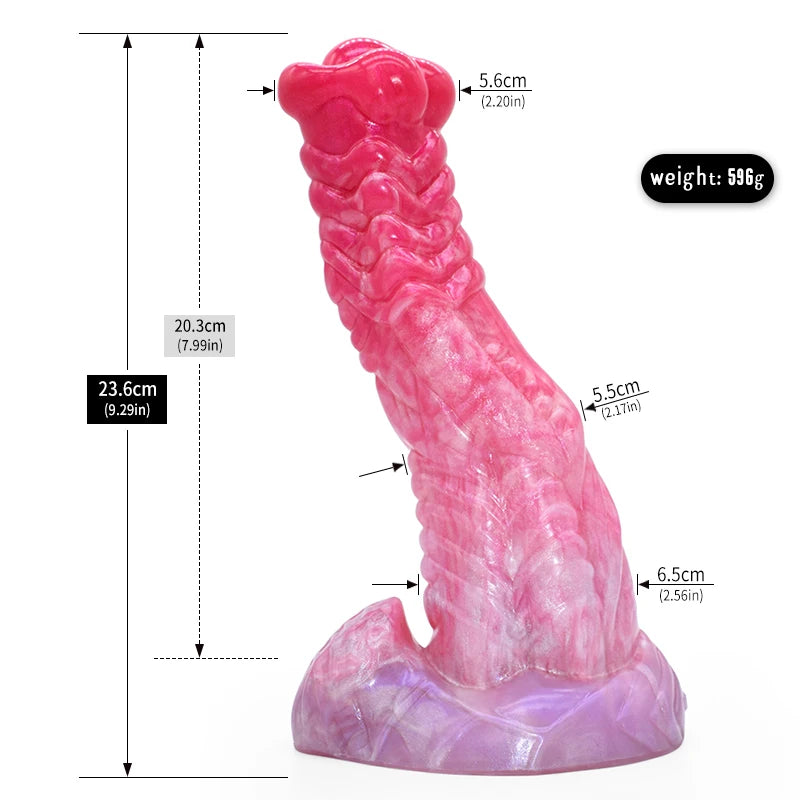 ASHBURN Fantasy Curve Scales ALIEN Dildo With Suction Cup S-M-L 10IN ALIEN Penis