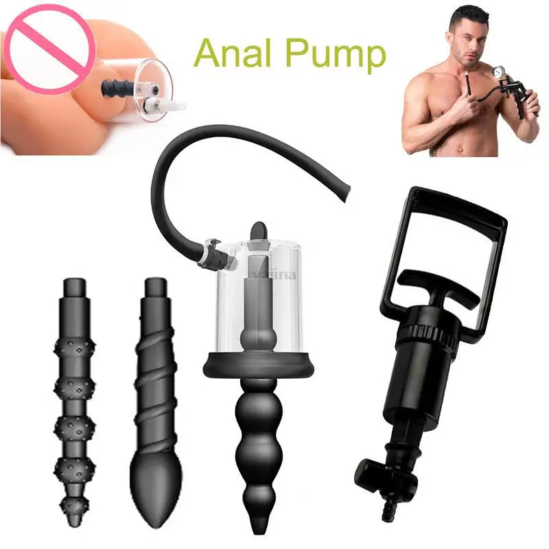 Vacuum Pump Anal Plug Butt Beads Sucking Cup Gay Rosebud Prostate Massager BDSM Sex Toys Adult Anus Dilator Man Masturbators
