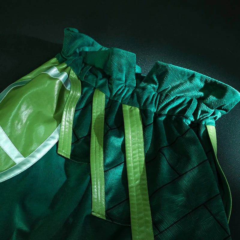 ROLECOS LOL The Rogue Assassin Akali Cosplay Costume Game LOL Akali Women Green Outfit Halloween Suit With Bag