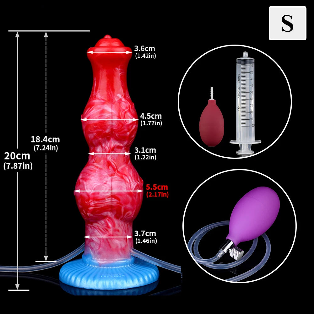 ASHBURN Squirting-Inflatable Fantasy Knot Dildo for Women Men with Quick Release Valve Stretch