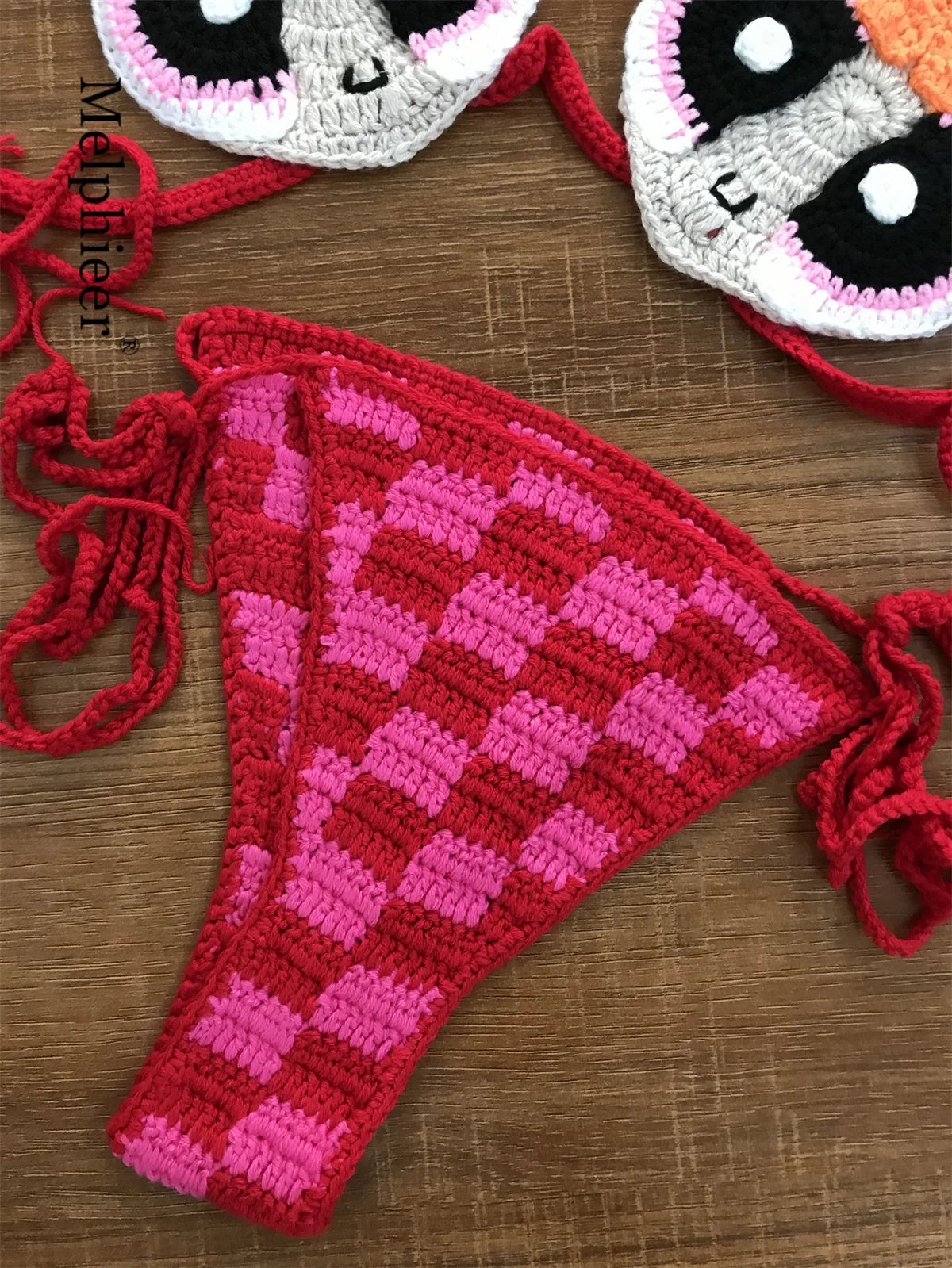The Powerpuff Girls Creative Handmade Bikini for Women 2 Piece Swimwear Beachwear Stunning Cute Crochet Swimsuit Gifts Bikinis