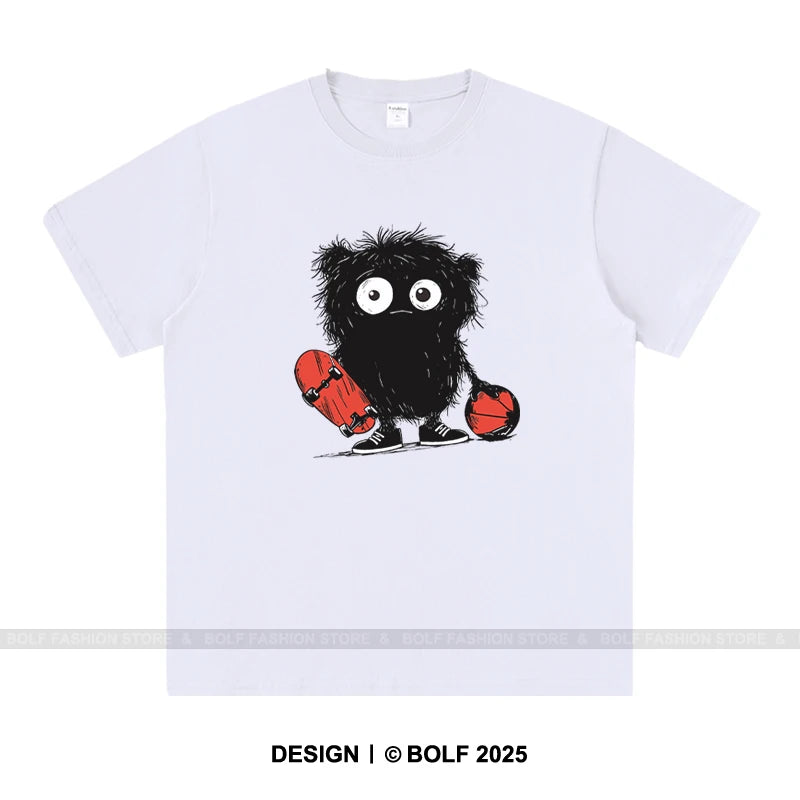 Anime Sketch Printed Men's T-Shirt 100% Cotton Oversized Kawaii Graphic Tees for Men Cute Japanese Streetwear