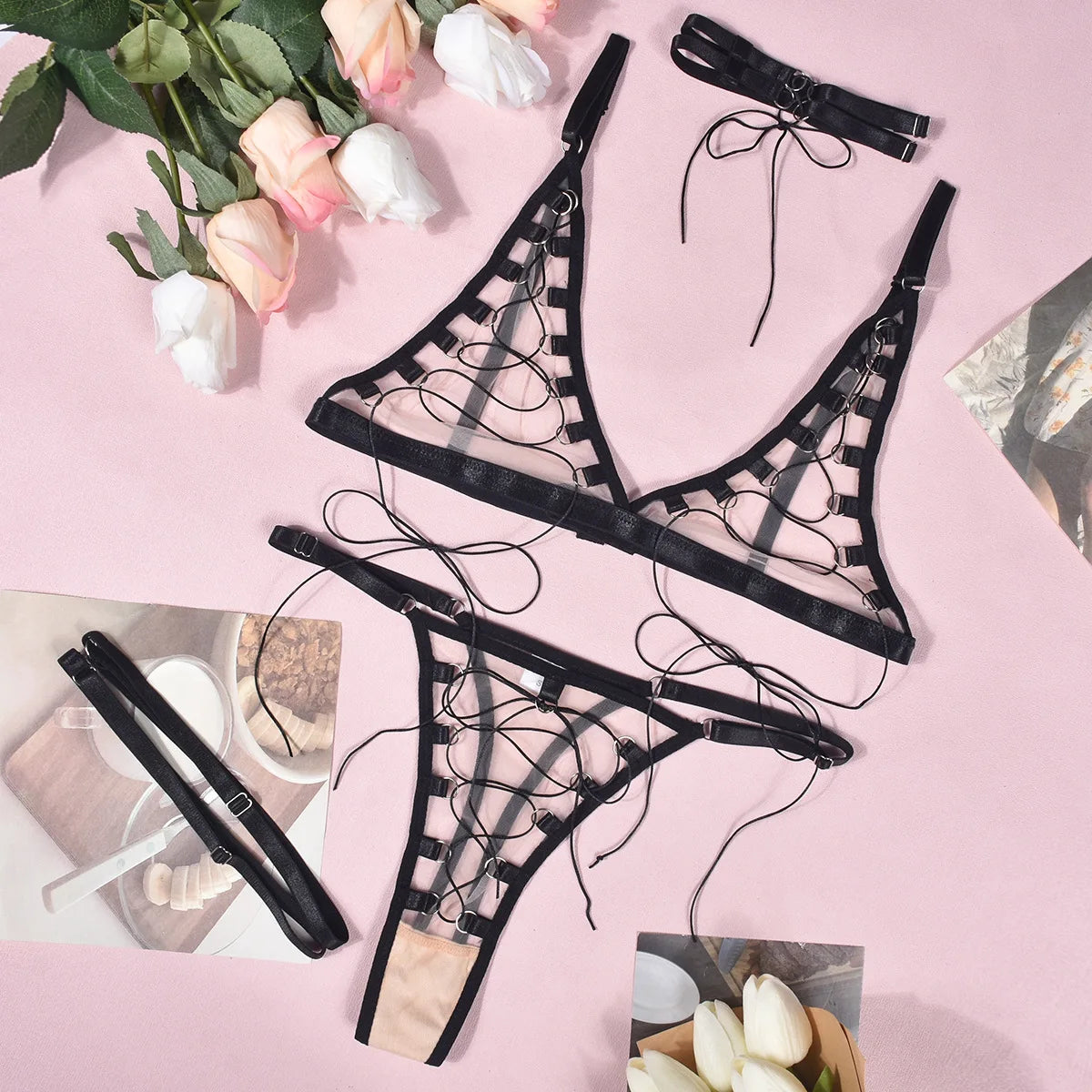 Erotic Woman Sexy Lingerie Sets Woman Underwear for Women Clothes Below See-through Lingeries Women Set Elegant Women's Sets