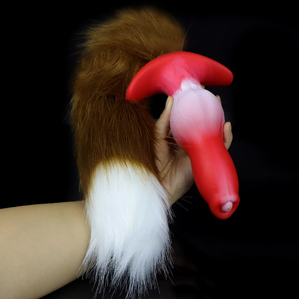 Dog Anal Plug with Tail BDSM Adult Sex Game Cosplay 18+ Anal Dildos for Women Men Silicone Soft Butt Plug Gay Sex Toys for Party