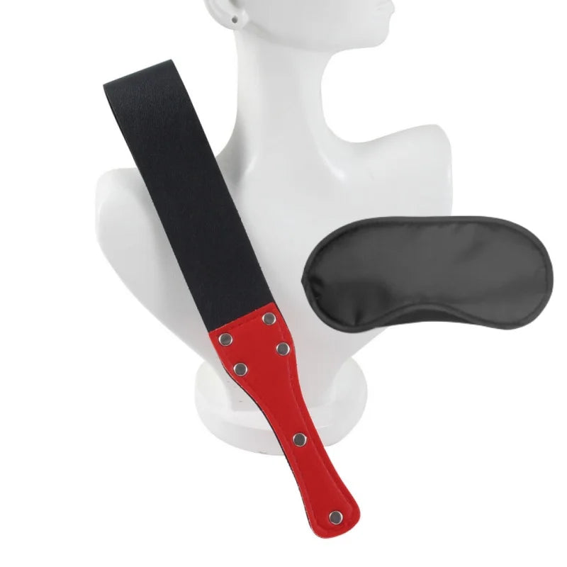 2Pcs/Set Leather Spanking Paddle Eye Mask Fetish Beat Bdsm Kit Submissive Slave Sex Toys Adult Games Flirt Whip Flogger Slapper
