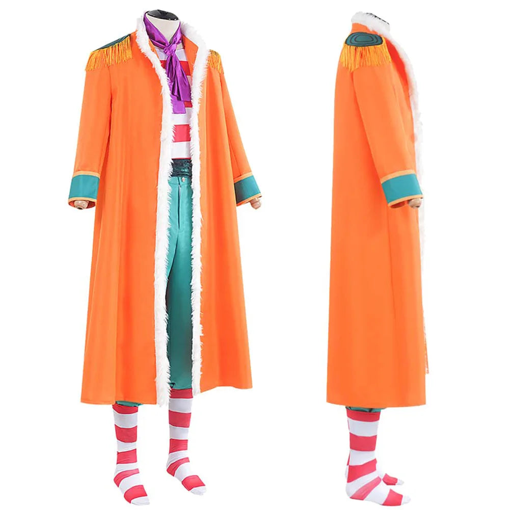 Disguise Clown Buggy Cosplay Hat Tie Coat Pants Clothing Anime Pirate Costume Adult Men Roleplay Fancy Dress Up Party Clothes