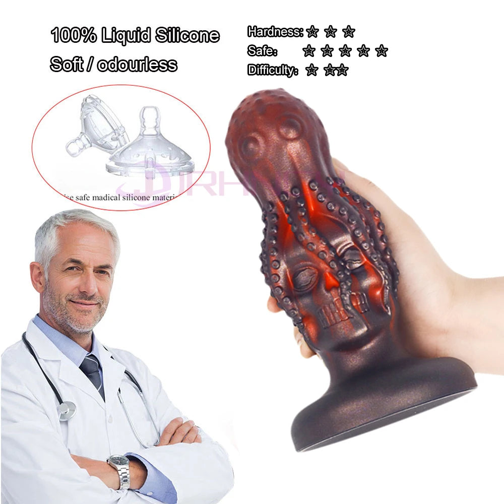 10cm Skull Anal Toys for Man 18+ Silicone Platinum Liquid SiliconeAnalyse Dildo Adult Sex Toy for Women Men Butplug