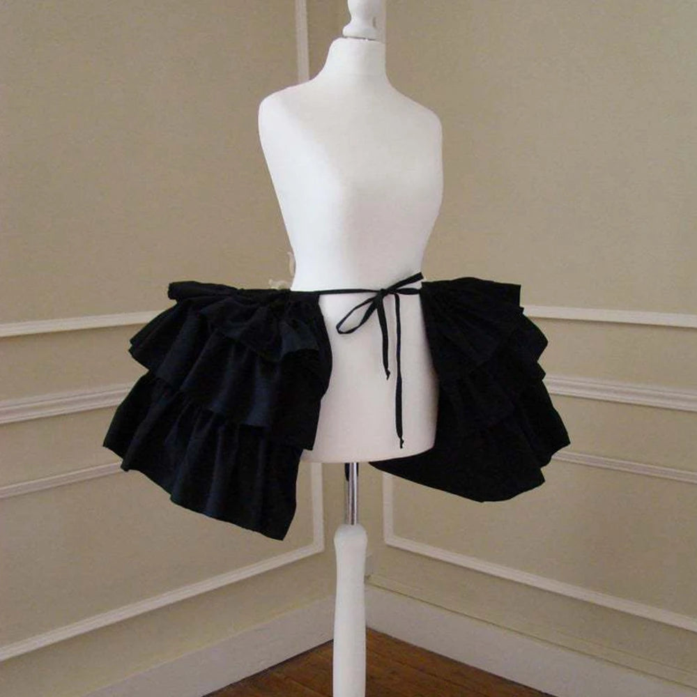 Baroque Pannier Petticoat Women Victorian Bustle Hoops Ruffled Cages Skirt Cosplay Lolita Underskirt Crinoline
