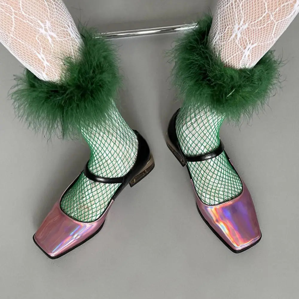 ASHBURN™ Feather Fishnet Mid-Tube Socks – Ruffle Fantasy Edition