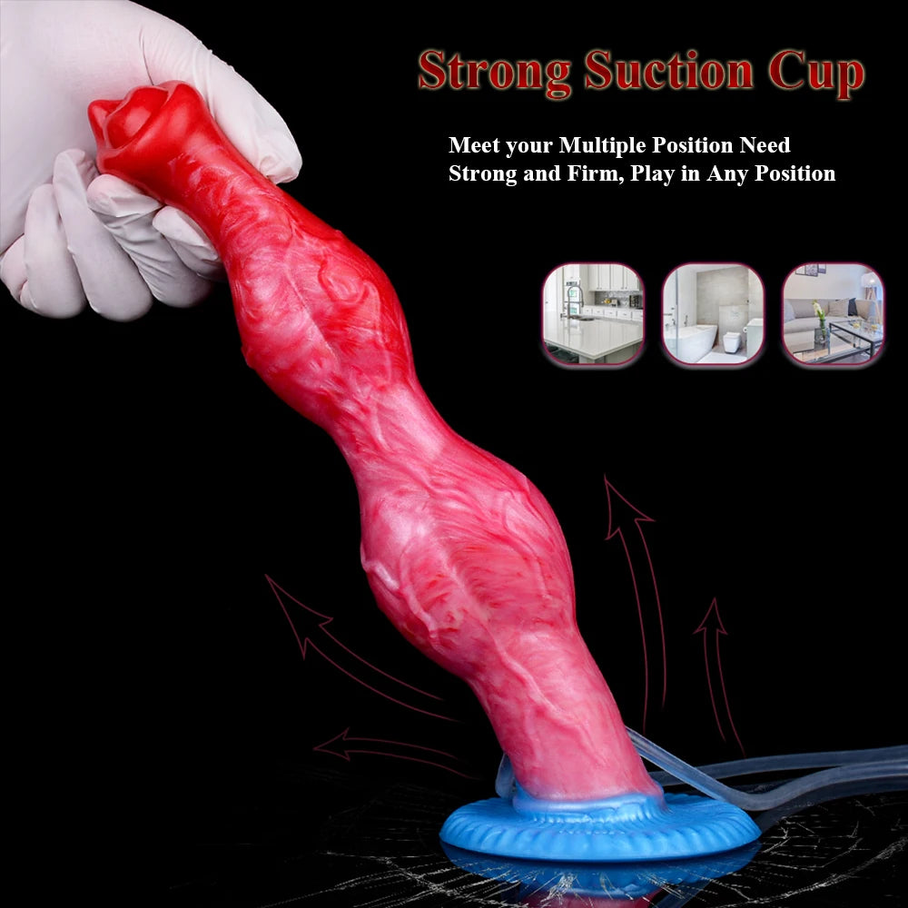 ASHBURN Squirting-Inflatable Fantasy Knot Dildo for Women Men with Quick Release Valve Stretch