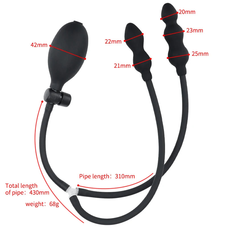 ASHBURN Inflatable Anal Plug Sex Toys for Women Men Silicone Double Anal Balls Butt Plug Expand Trainer Anal Dilator Dildo Adult Sex Toy