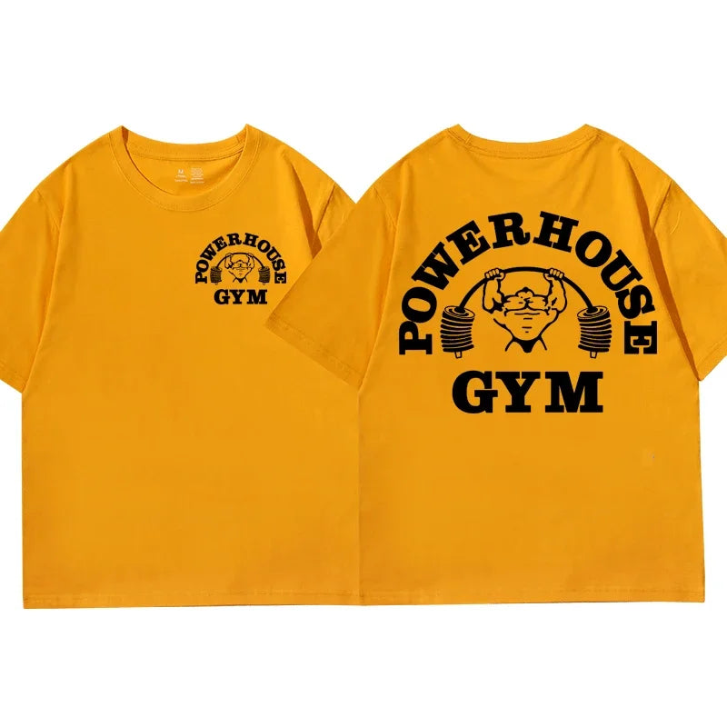 Hot Sale Powerhouse Gym Print T Shirt Men Women Casual Fashion Oversized T-shirt High Quality Pure Cotton Short Sleeve T-shirts
