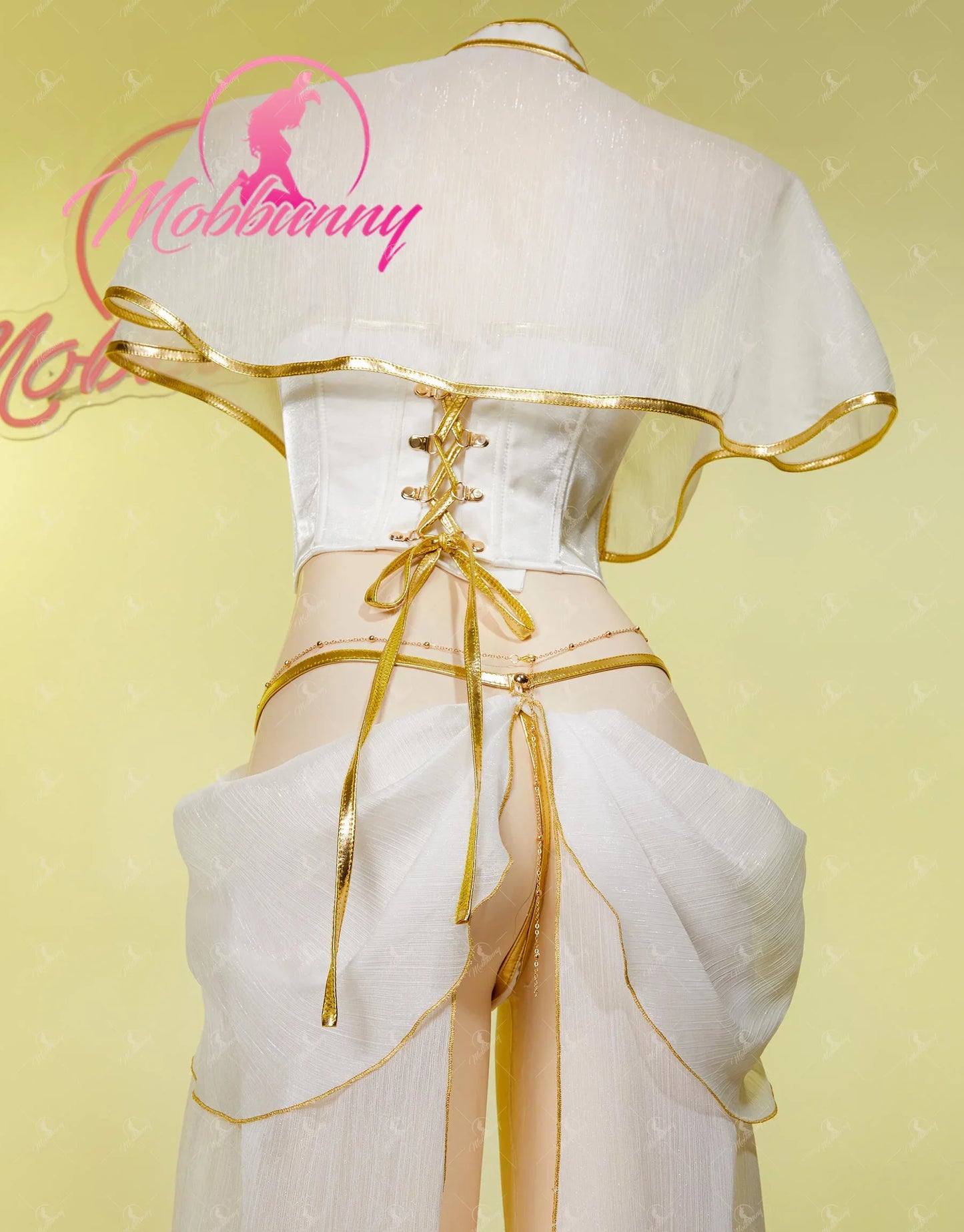 Mobbunny Women's Lingerie Set Top Skirt and Cape with Panty and Thigh-high Stockings Cosplay Costume