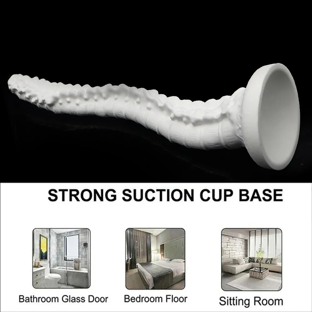 ASHBURNS S-XL Long with Strong Suction Cup Spine Long bone white and Crimson red