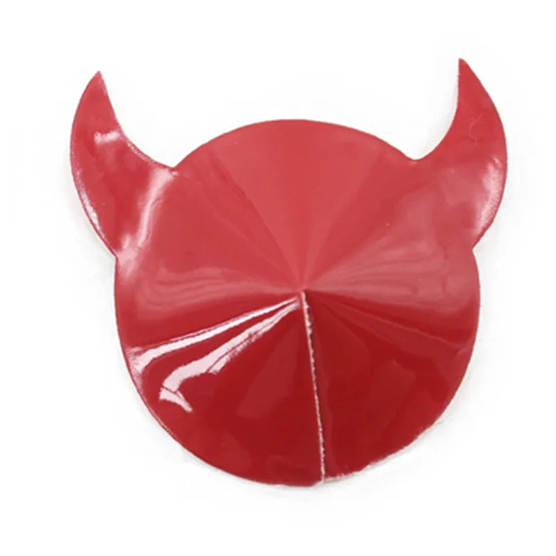 1 Pair Sexy Devil Nipple Stickers Paste Breast Horn Stickers Disposable Self-Adhesive Cloth Breast Pasties Pad Nipple Cover Bra