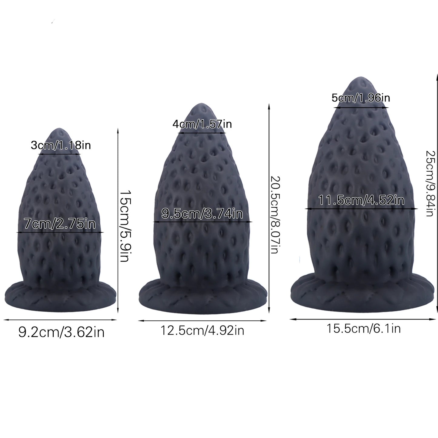 ASHBURN L-XXL 9.5 IN WIDTH STRAWBERRY Plug Suction Cup Thick Dildo Toy Expander Sex Adults Woman Man