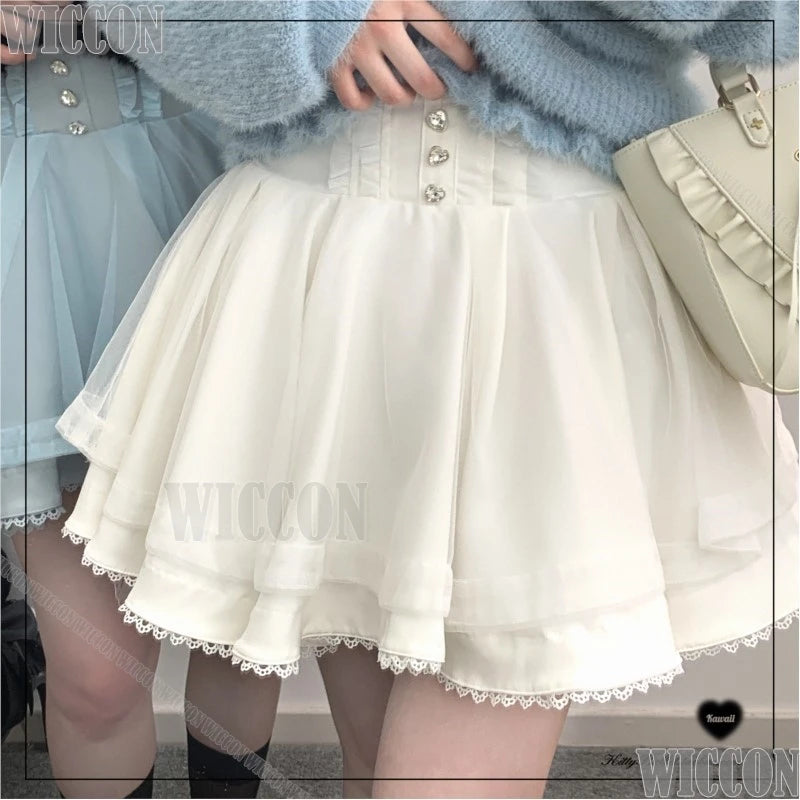 Jirai Kei Gauzy Skirt Cosplay Costume Kawaii 360-degree Hemline Skirt Sweet Cute Dress Girl Women Christmas Holloween Customized