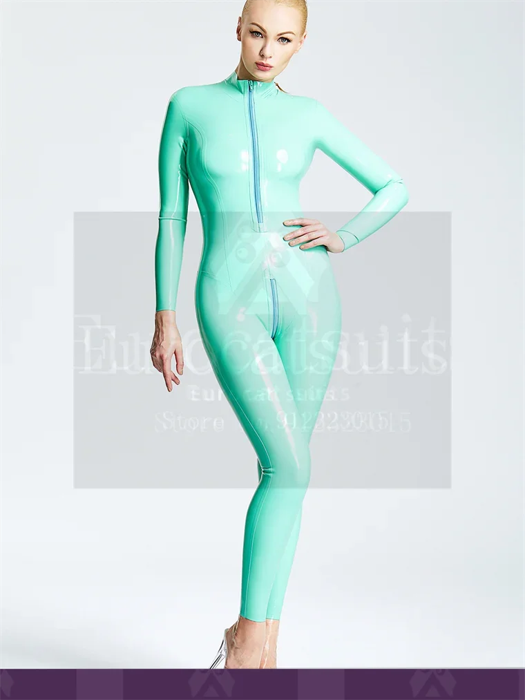 customized Catsuit transparent Crotch Zip rubber suit women sexy lingerie latex costume fetish fetish wear bodysuit
