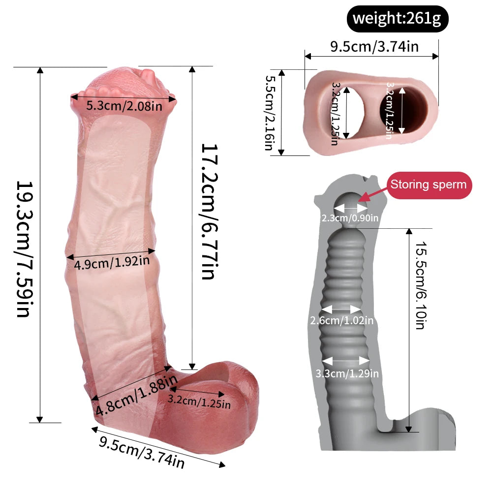 ASHBURN Fantasy STALLION Penis Sleeve closed Head Silicone BEAST Knot Hollow Dildo Cock Extender Enlargement Sex Toys For Men Masturbate