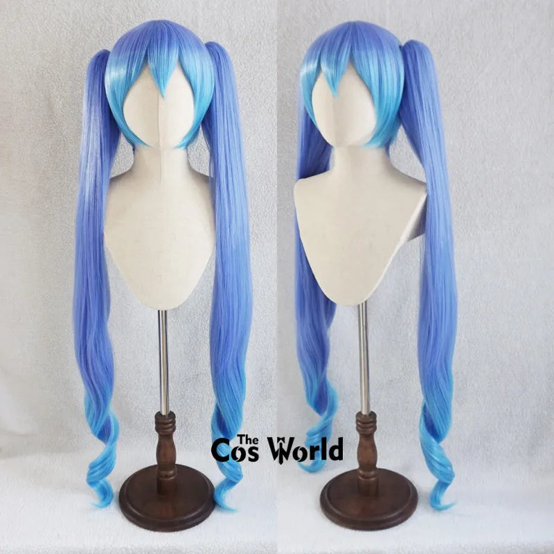 VOCALOID Miku Gothic 120cm Long Wavy Anime Cosplay Wigs Fiber Heat Resistant Synthetic Hair + Wig Cap